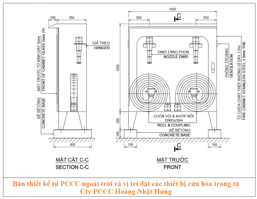 Bản thiết kế tủ PCCC ngoài trời và vị trí đặt các thiết bị cứu hỏa trong tủ  Bản thiết kế tủ PCCC ngoài trời và vị trí đặt các thiết bị cứu hỏa trong tủ