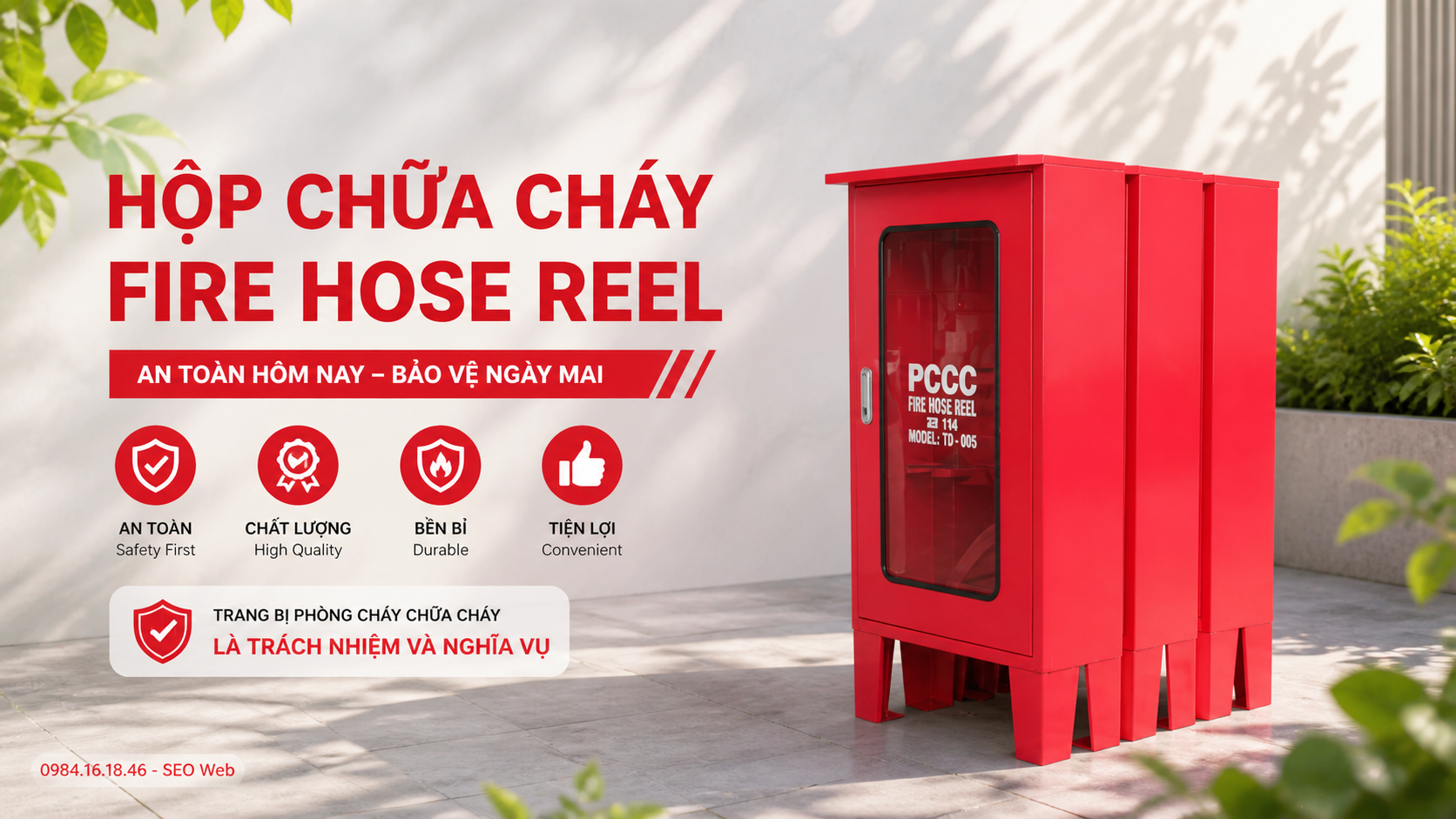 Giá tủ chữa cháy ngoài trời phụ thuộc vật liệu inox hoặc thép sơn tĩnh điện.