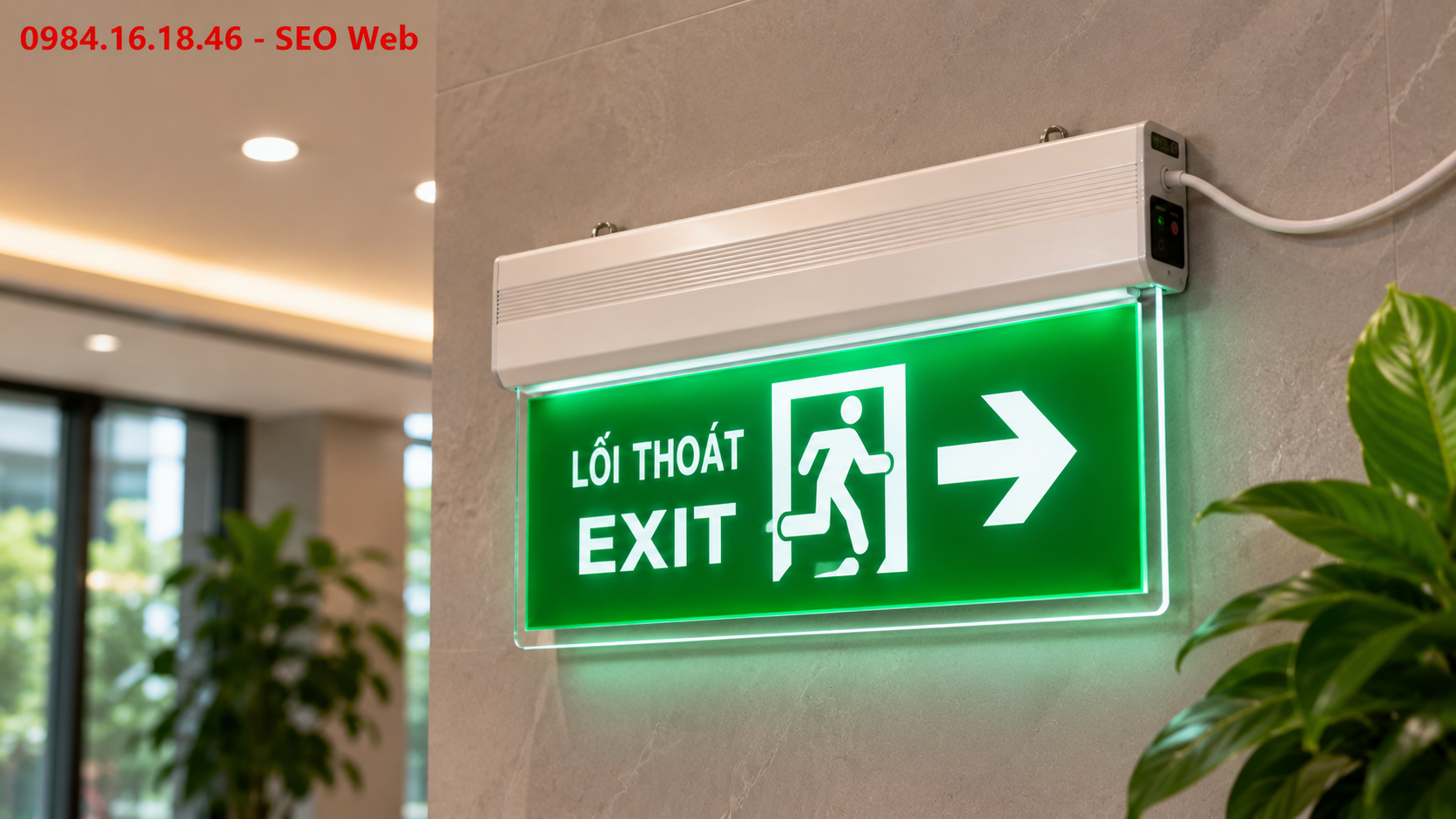 Đèn exit một mặt thường thiết kế gọn nhẹ phù hợp lắp đặt hành lang khu