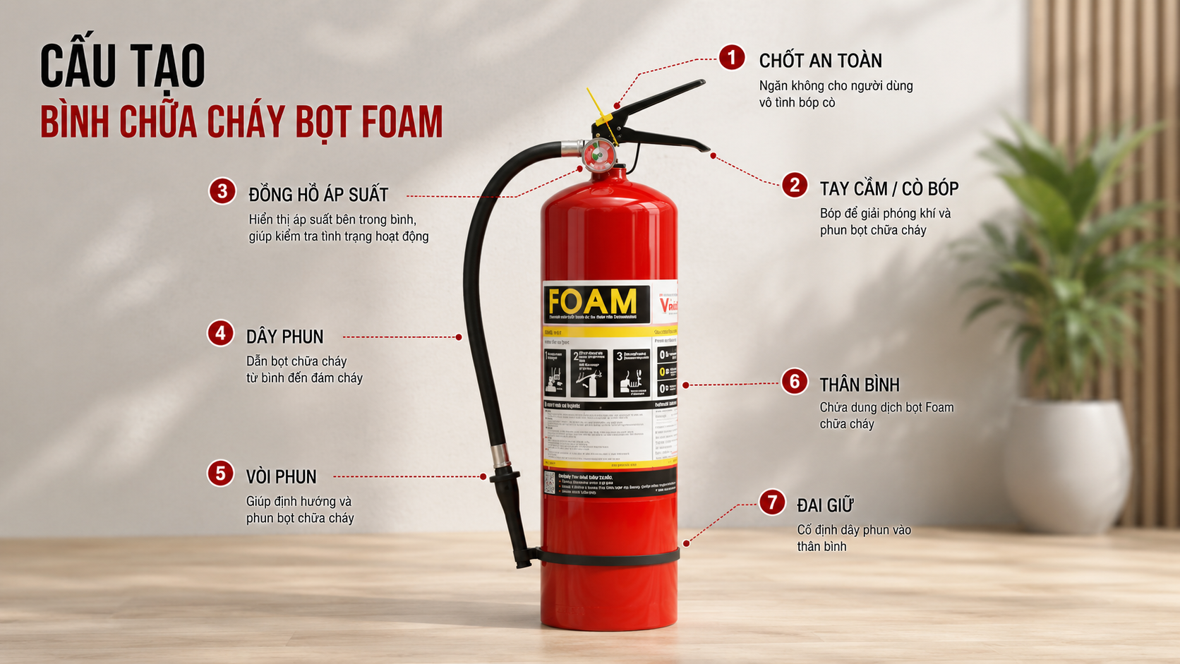 Cấu tạo thân bình chữa cháy Foam bằng thép chịu lực chất lượng cao