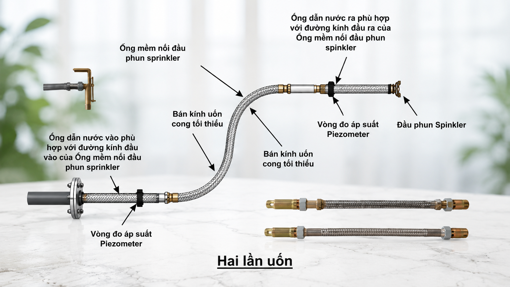 Ống mềm nối đầu phun Sprinkler được sử dụng trong hệ thống chữa cháy hiện đại