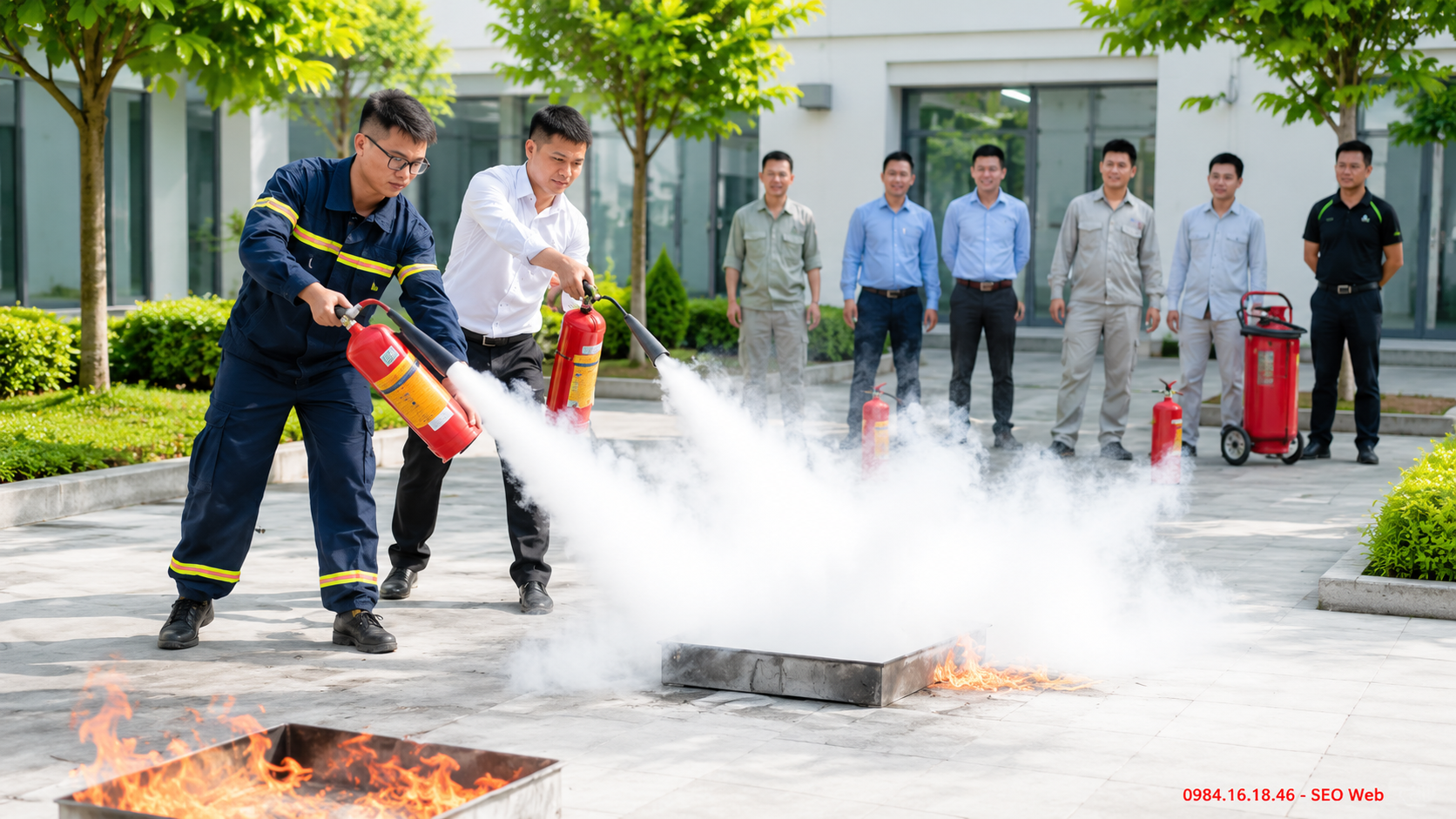 Huấn luyện bình chữa cháy đáp ứng yêu cầu an toàn hiện hành