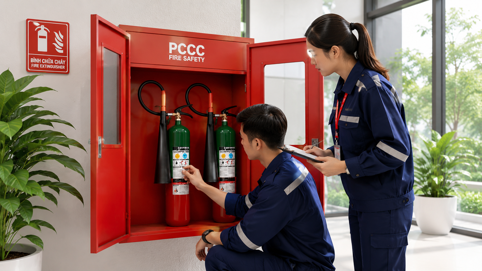 Kiểm tra chốt an toàn và niêm chì bình chữa cháy định kỳ Kiểm tra chốt an toàn và niêm chì bình chữa cháy định kỳ