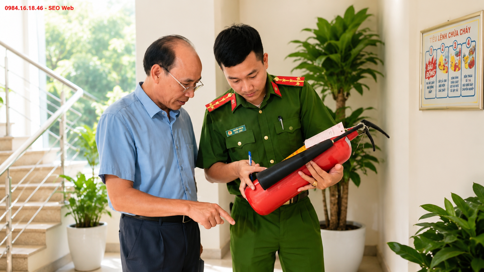 Kiểm tra tem nhãn bình chữa cháy trước khi đưa vào sử dụng Kiểm tra tem nhãn bình chữa cháy trước khi đưa vào sử dụng