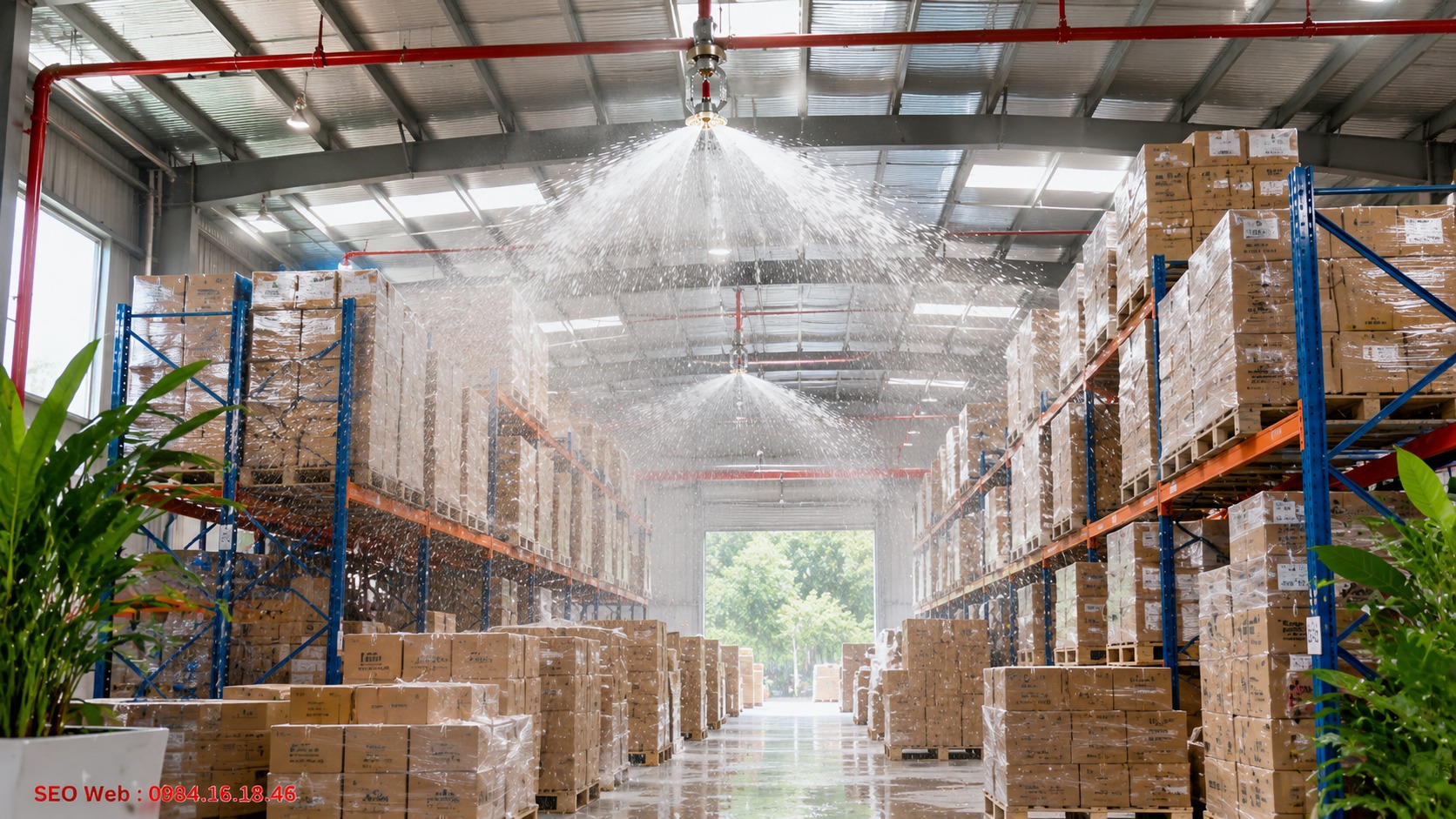 Sprinkler hướng xuống phân phối nước ổn định trên vùng cần bảo vệ Đầu phun sprinkler hướng xuống phân phối nước nhanh và đồng đều