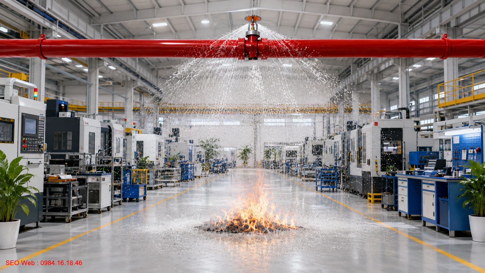 Cơ chế mở nút chặn khi nhiệt độ đạt ngưỡng Nút chặn nước đầu phun Sprinkler tự động mở khi kích hoạt