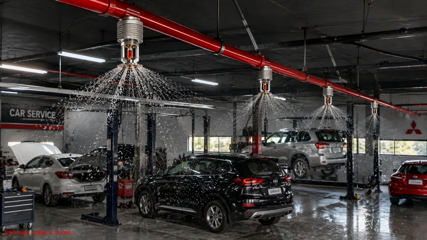 Tấm hướng dòng Sprinkler phân tán nước rộng quanh khu vực cần kiểm soát cháy