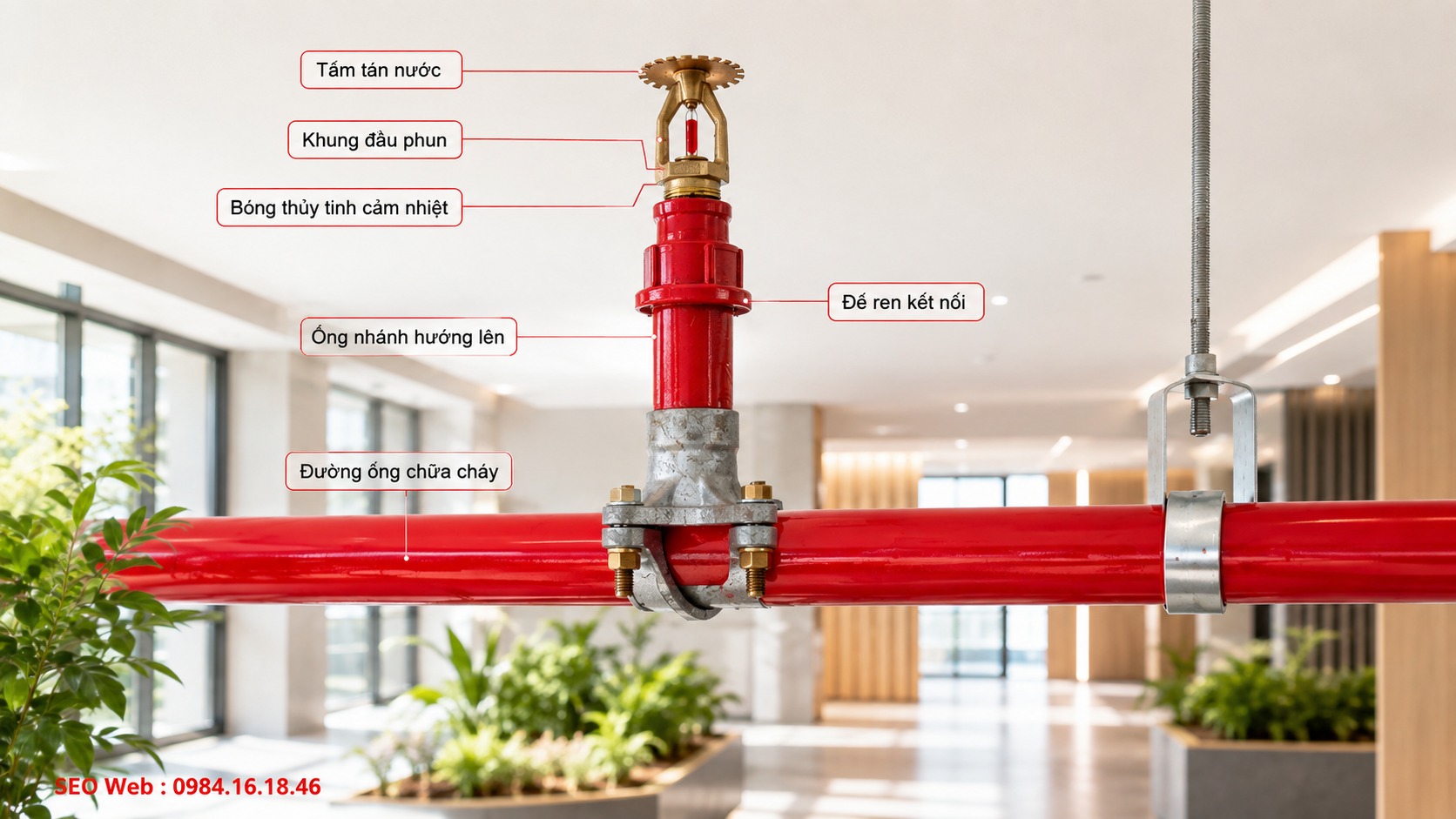Thân và khung chịu lực của đầu phun Sprinkler hướng lên