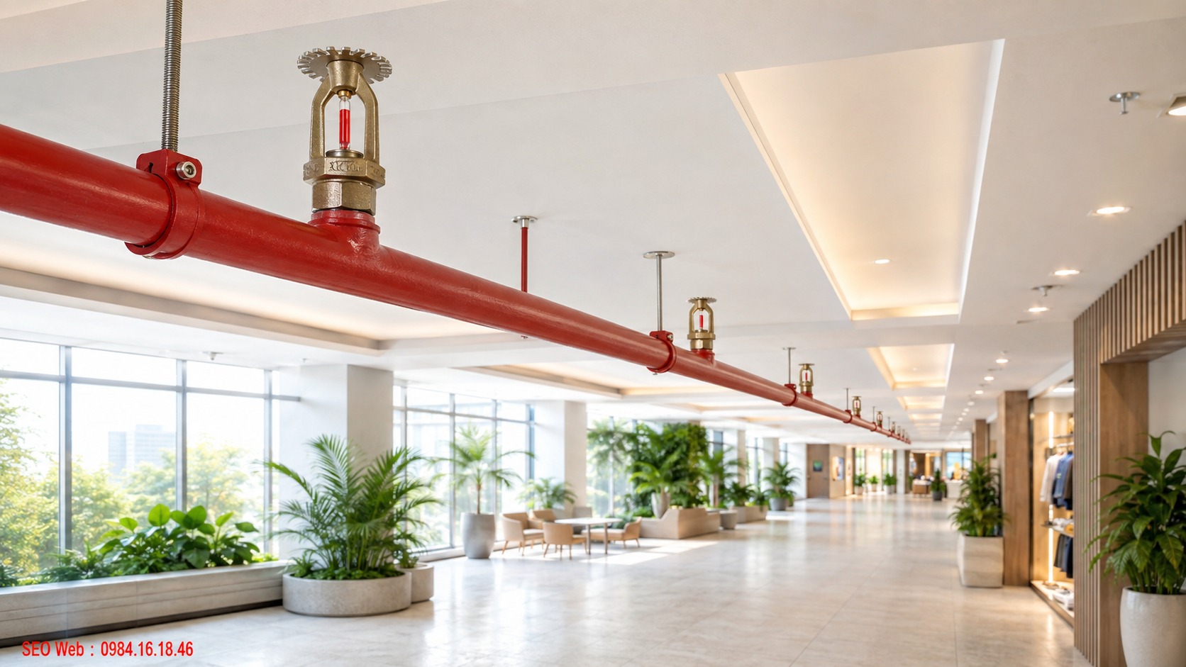 Giải pháp Sprinkler hướng lên cho nhiều công trình thương mại Đầu phun Sprinkler hướng lên sử dụng tại công trình thương mại