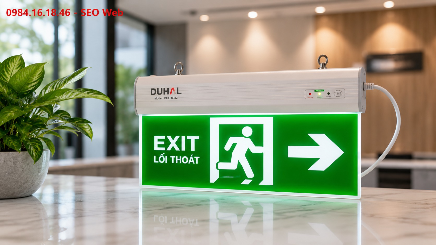 Đèn Exit Duhal bền bỉ giúp duy trì chỉ dẫn rõ khi nguồn điện gián đoạn