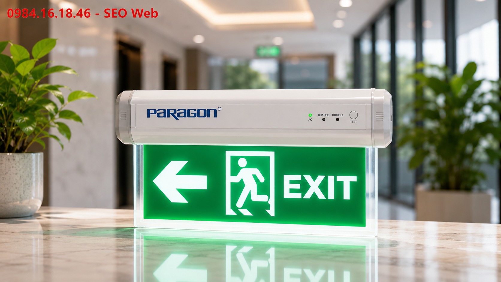 Đèn Exit Paragon thiết kế bền bỉ phù hợp nhiều loại công trình thoát hiểm