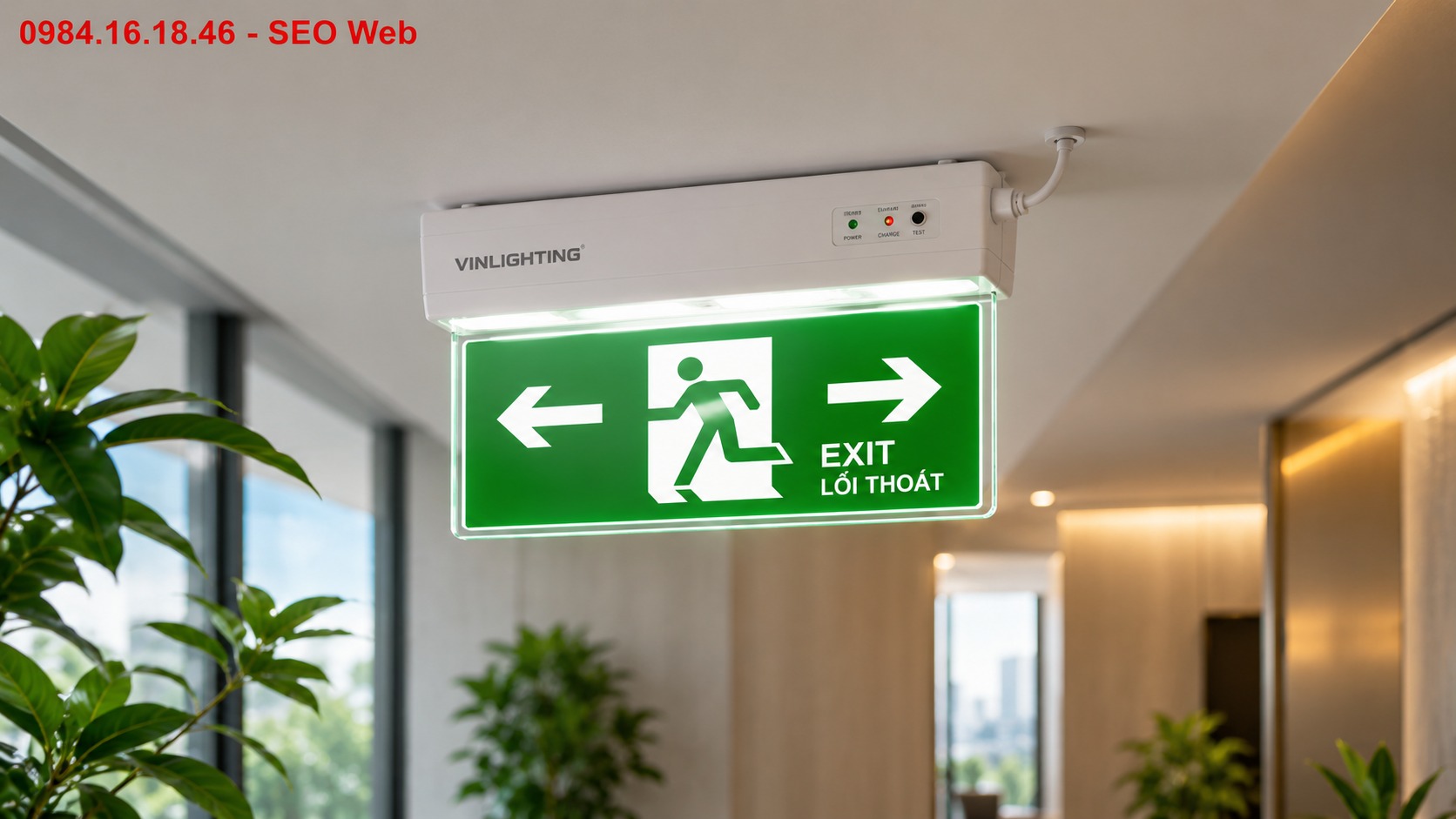 Đèn Exit Vinlighting hiện đại với thiết kế tinh gọn và hiển thị rõ ràng