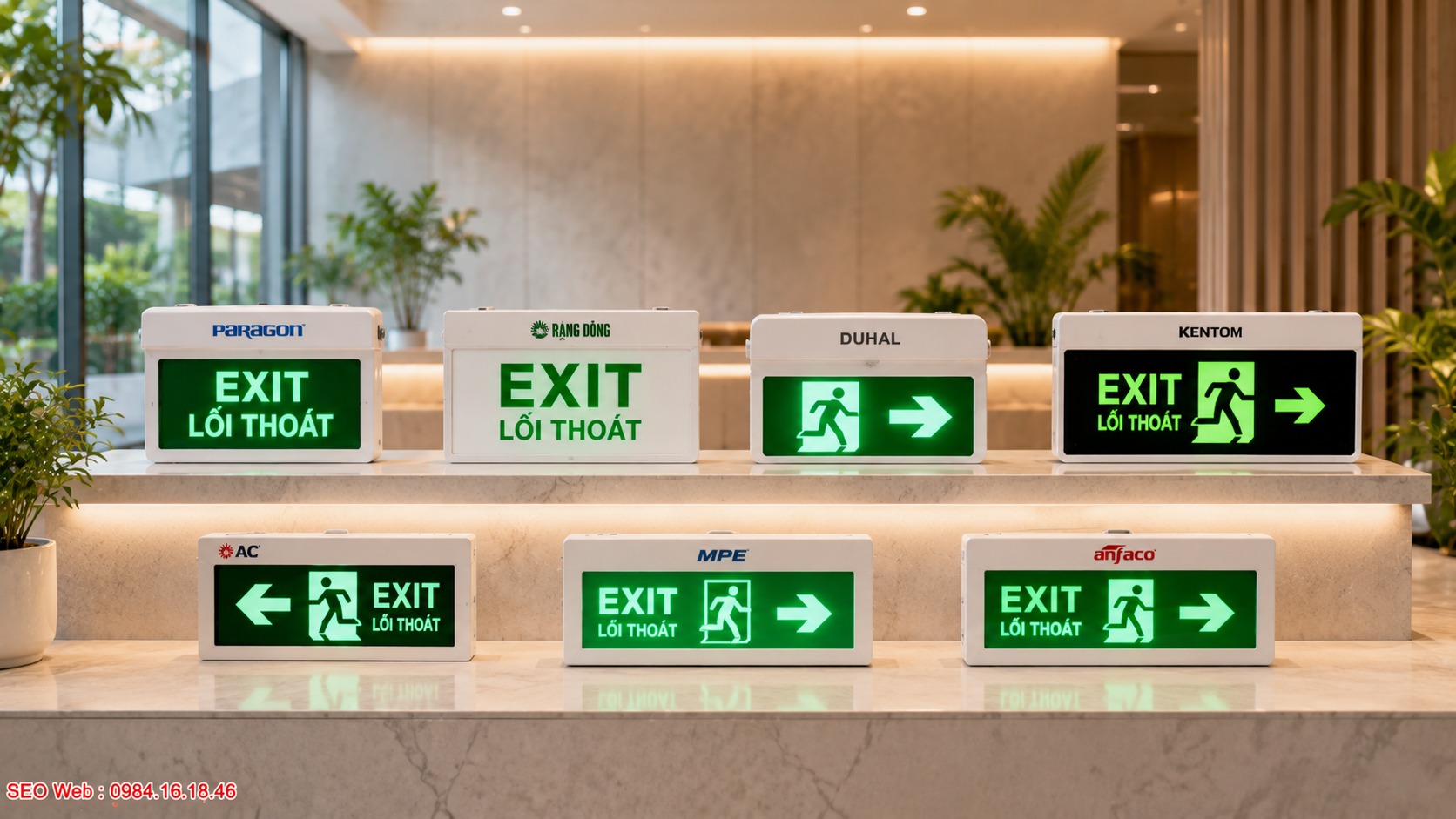 Bảng báo giá đèn Exit năm 2026 theo thương hiệu model và thời gian lưu điện