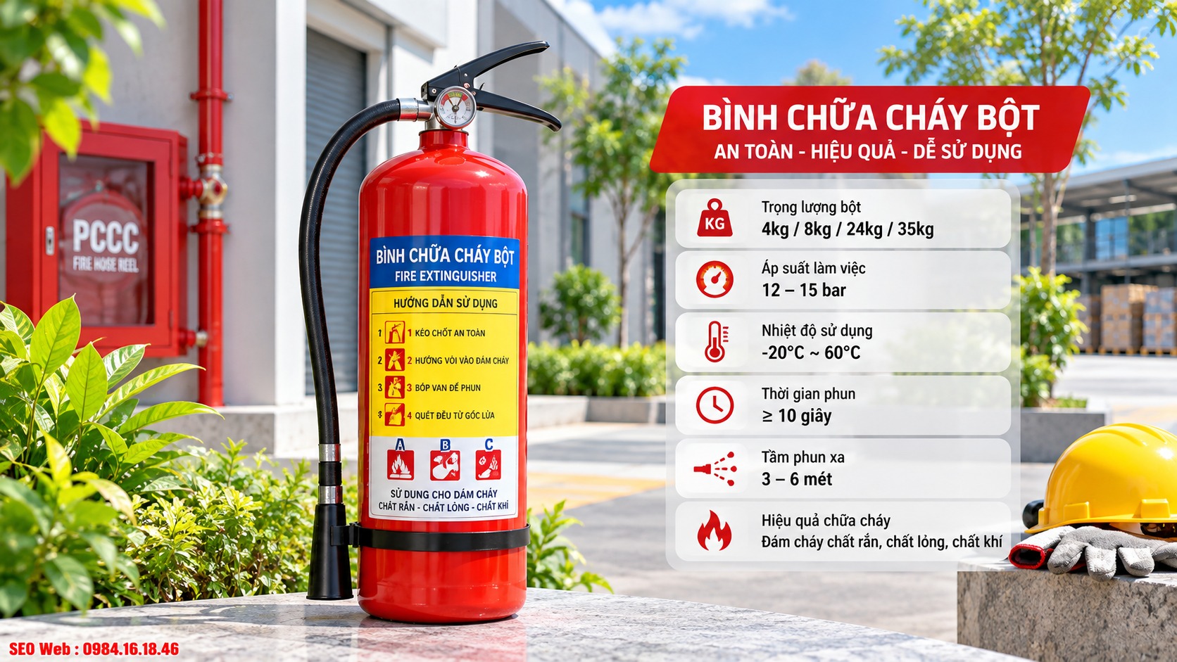 Bình bột có khả năng xử lý nhiều nhóm đám cháy trong công trình