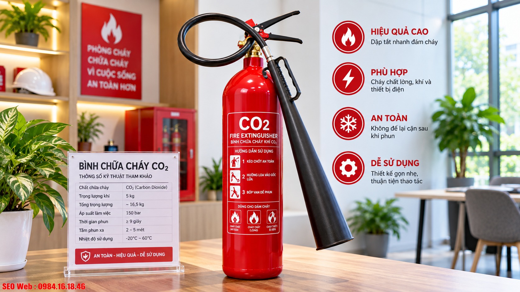Bình chữa cháy CO2 phù hợp thiết bị điện và môi trường sạch