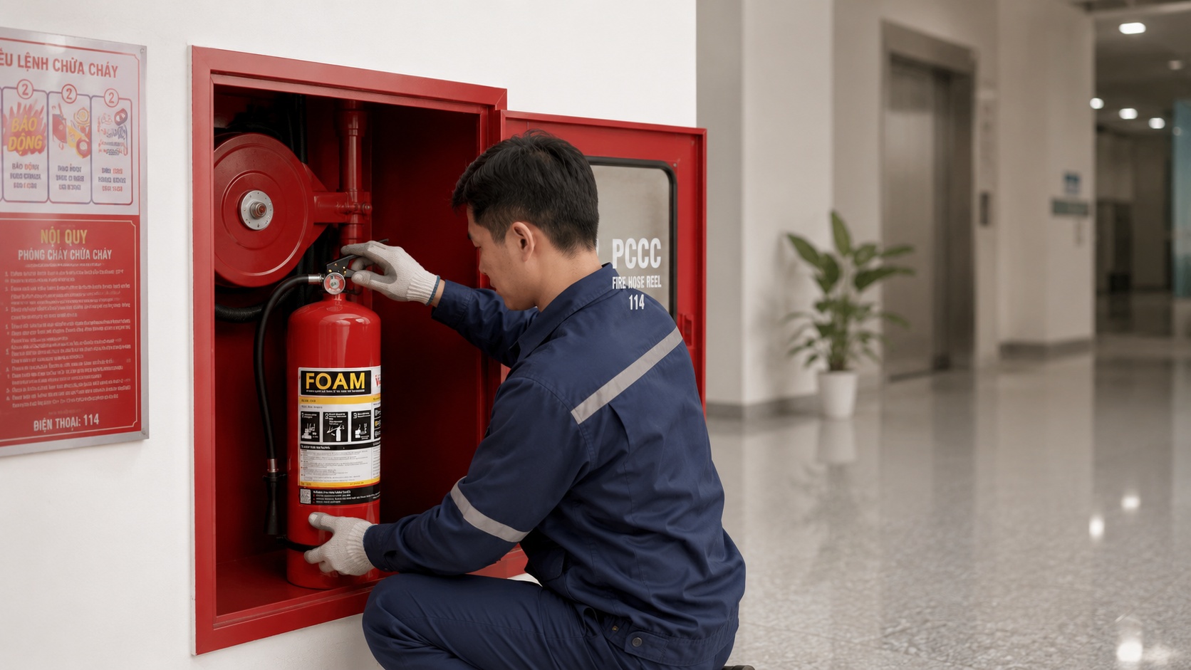 Bảo quản bình chữa cháy đúng vị trí giúp kéo dài tuổi thọ