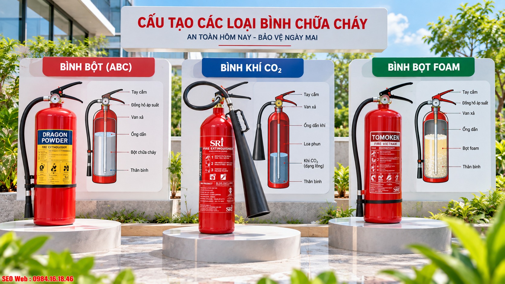 Cấu tạo riêng của bình bột CO2 foam và bình chữa cháy nước