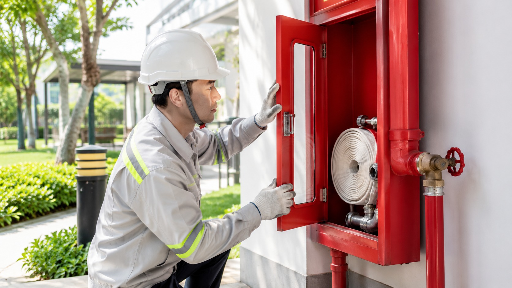 Cửa và khóa tủ chữa cháy bảo vệ thiết bị bên trong