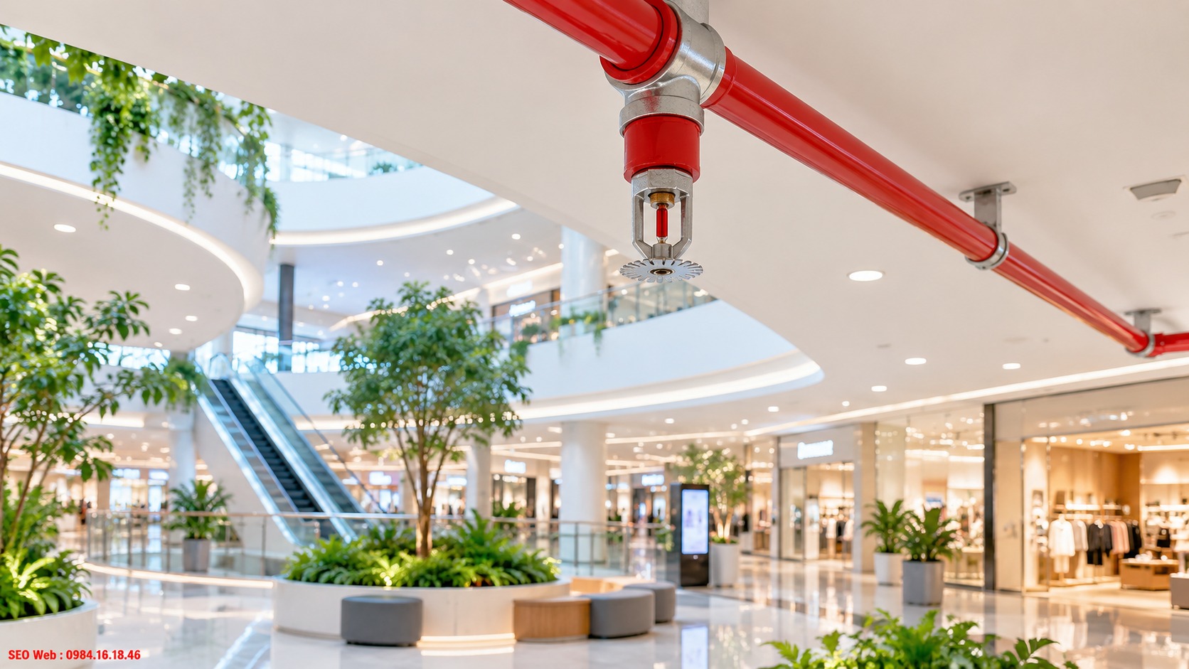 Đầu phun Sprinkler hướng xuống với thiết kế phù hợp nhiều công trình Đặc điểm đầu phun chữa cháy Sprinkler hướng xuống lắp trên hệ thống đường ống