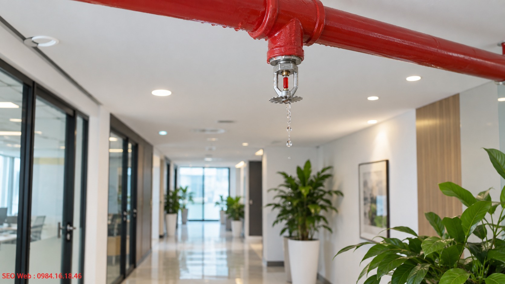 Kiểm tra biểu hiện rò rỉ bất thường quanh đầu phun Sprinkler Dấu hiệu rò rỉ tại đầu phun Sprinkler hướng xuống cần kiểm tra sớm