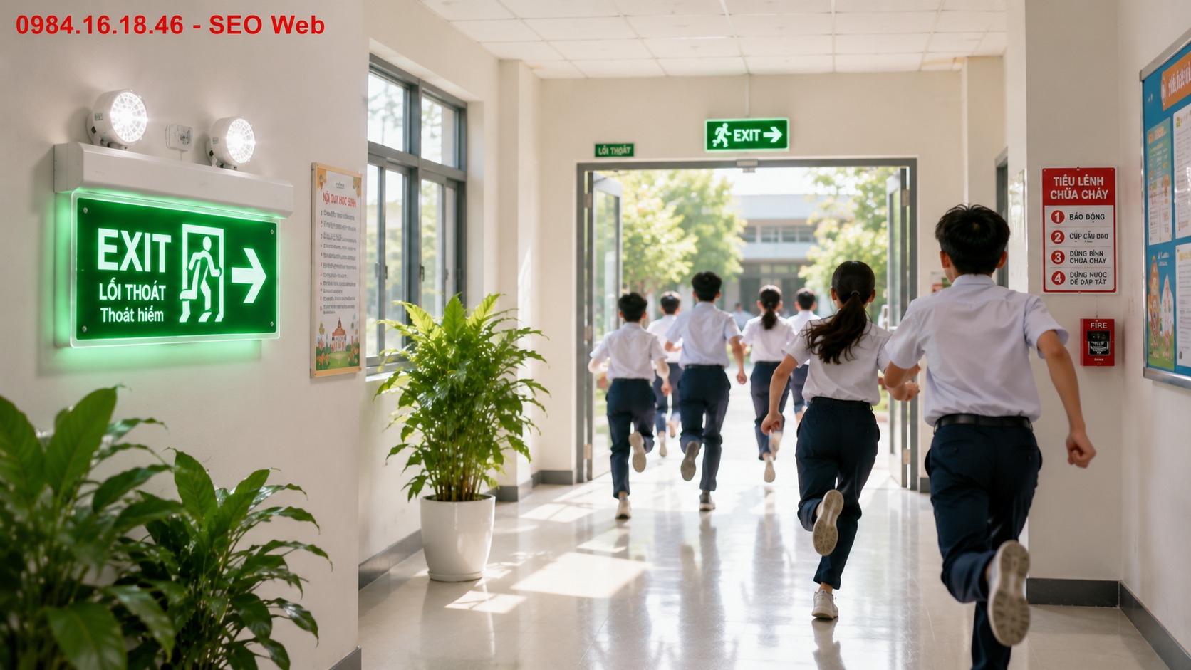 Đèn Exit trong trường học bệnh viện hỗ trợ người dùng thoát hiểm đúng hướng