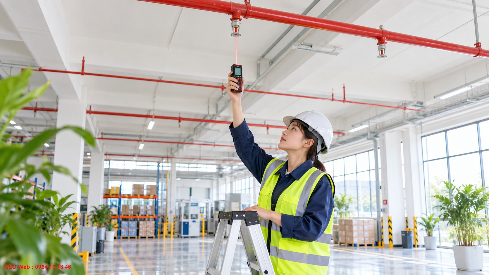 Bố trí đầu phun dưới trần giúp duy trì hiệu quả chữa cháy Khoảng cách đầu phun Sprinkler với trần nhà phù hợp yêu cầu thiết kế