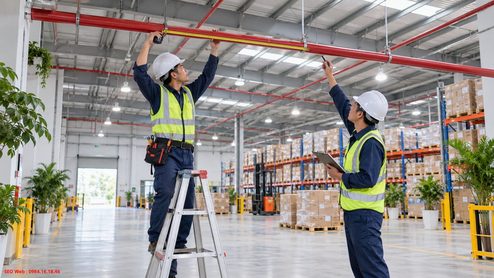 Bố trí khoảng cách giữa các đầu phun Sprinkler hướng xuống đúng kỹ thuật