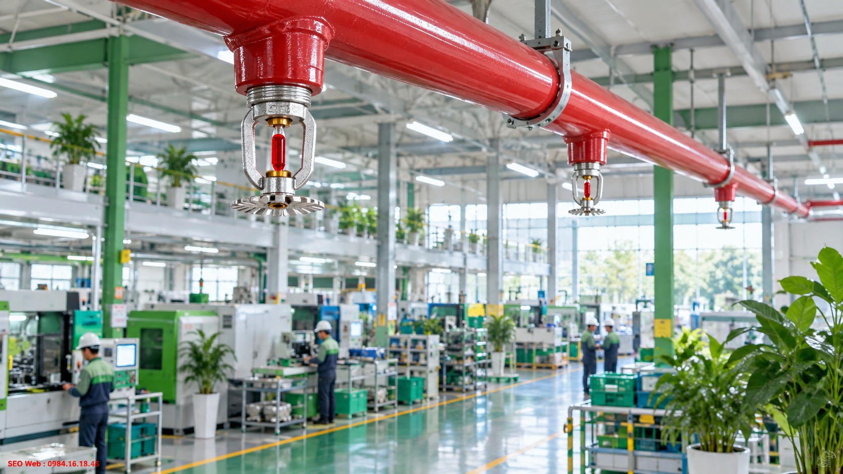 Bố trí khoảng cách đầu phun liền kề hạn chế khoảng trống bảo vệ Khoảng cách giữa hai đầu phun Sprinkler liền kề được bố trí phù hợp