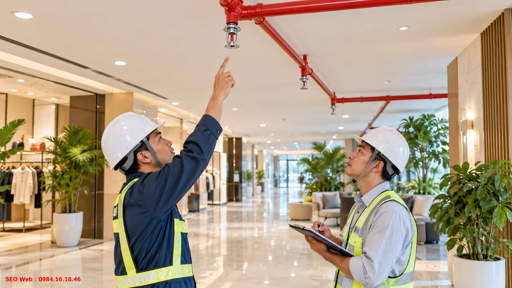 Kiểm tra độ kín mối nối đầu phun Sprinkler sau khi cấp nước
