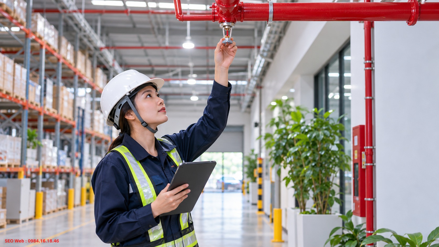 Đánh giá phạm vi phân phối nước sau khi bố trí đầu phun Kiểm tra khả năng bao phủ của đầu phun Sprinkler sau khi hoàn thành bố trí