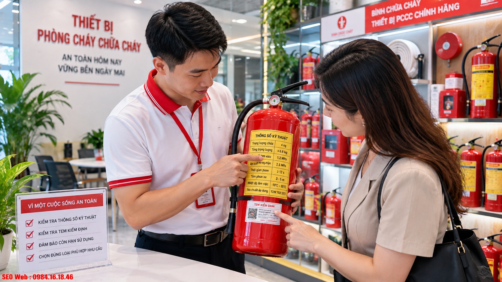 Kiểm tra tem và thông số giúp nhận biết bình chữa cháy đạt chuẩn