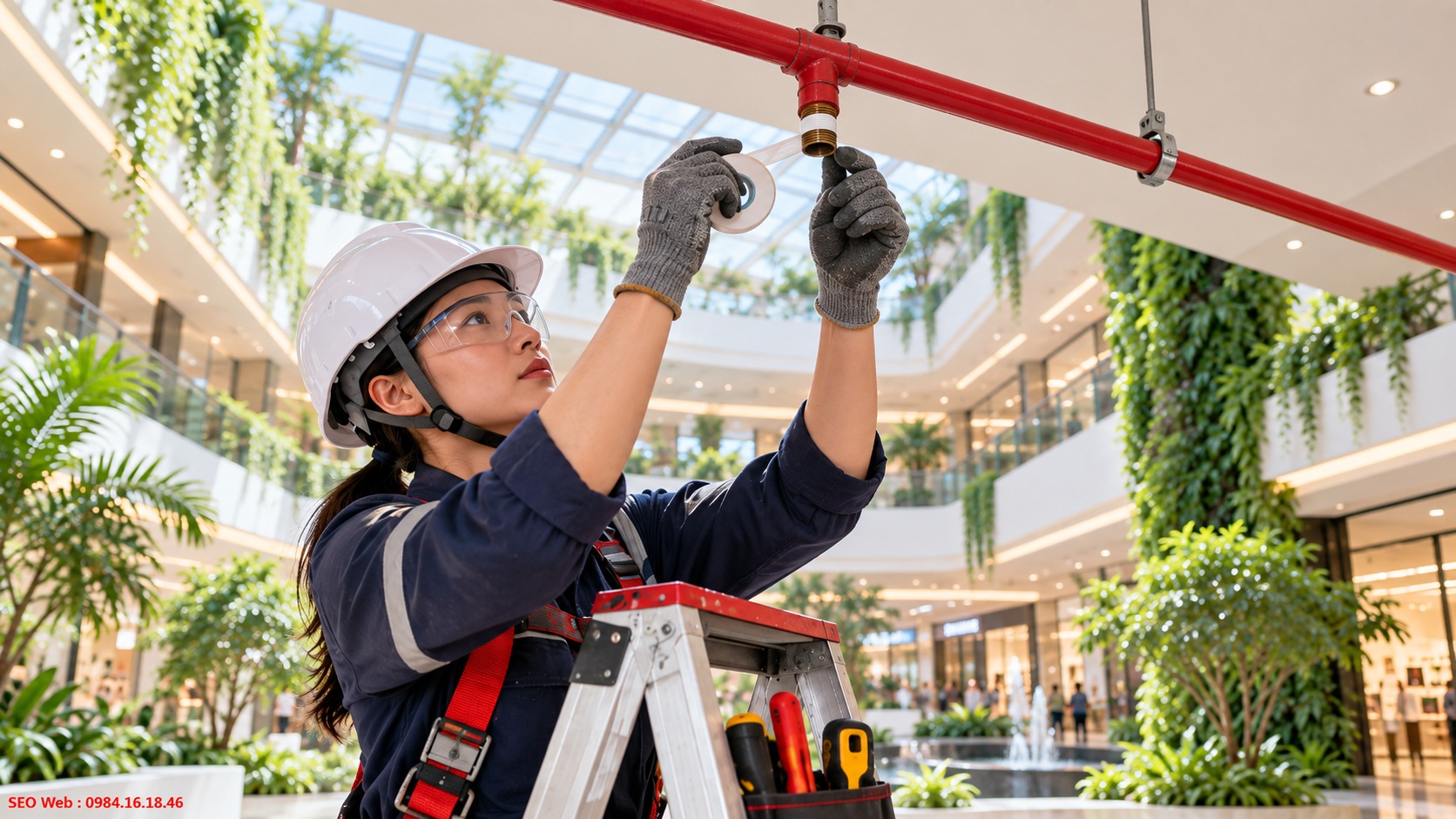 Làm kín phần ren đầu phun Sprinkler trước khi kết nối đường ống
