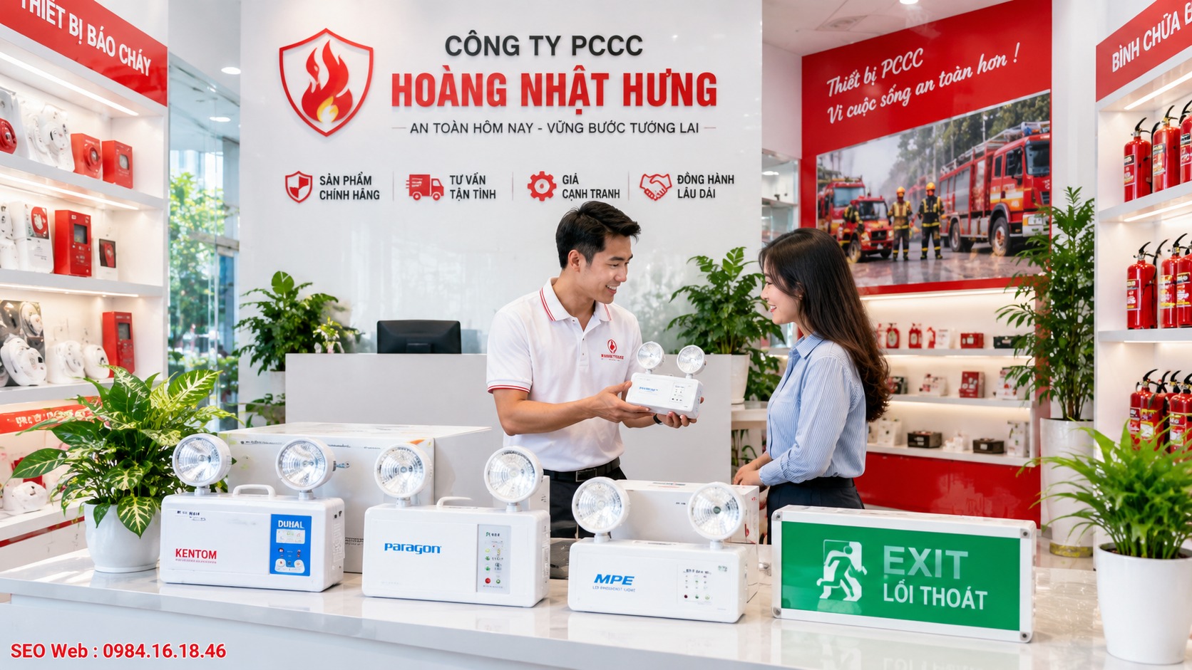 Liên hệ trang bị đèn Exit chính hãng tại Cty PCCC Hoàng Nhật Hưng