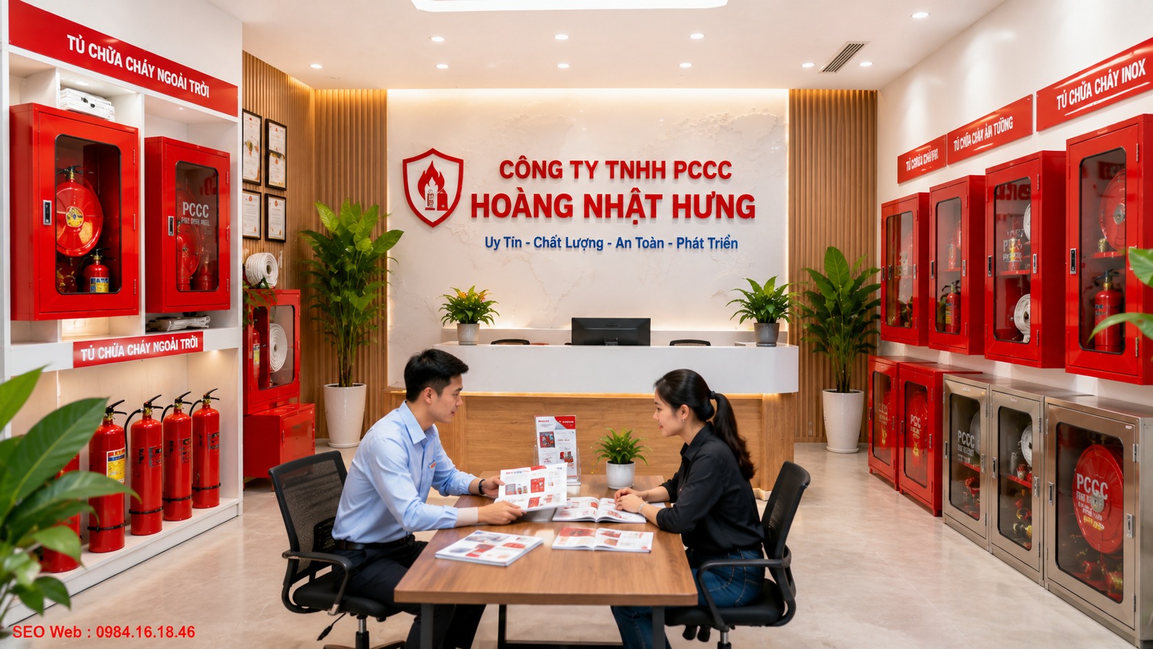 Trang bị tủ chữa cháy tại Công ty PCCC Hoàng Nhật Hưng