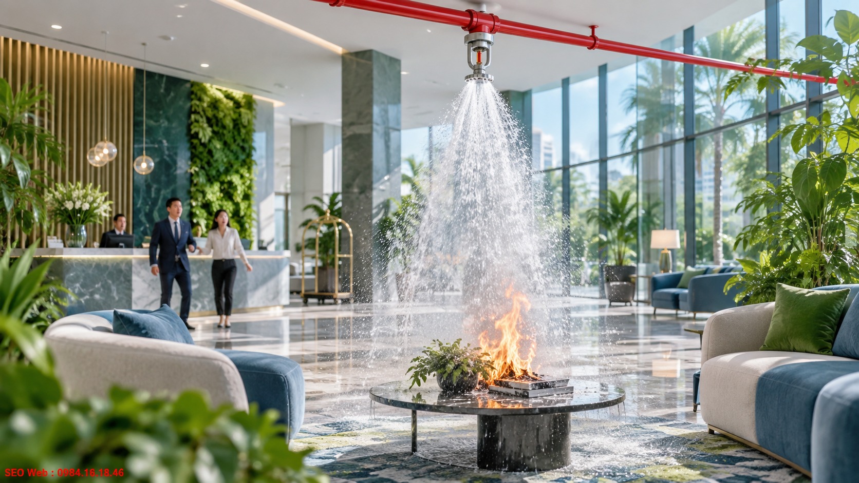 Cơ chế kích hoạt và phân phối nước của đầu phun Nguyên lý hoạt động của đầu phun Sprinkler hướng xuống