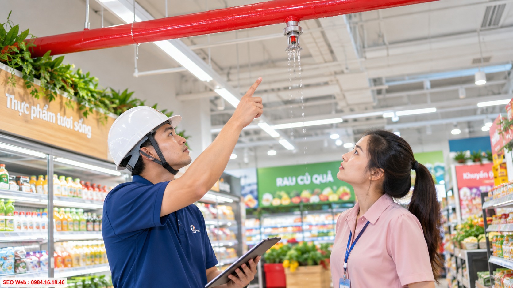 Kiểm tra độ kín tại ren kết nối của đầu phun Sprinkler Ren kết nối đầu phun Sprinkler không kín gây rò rỉ nước