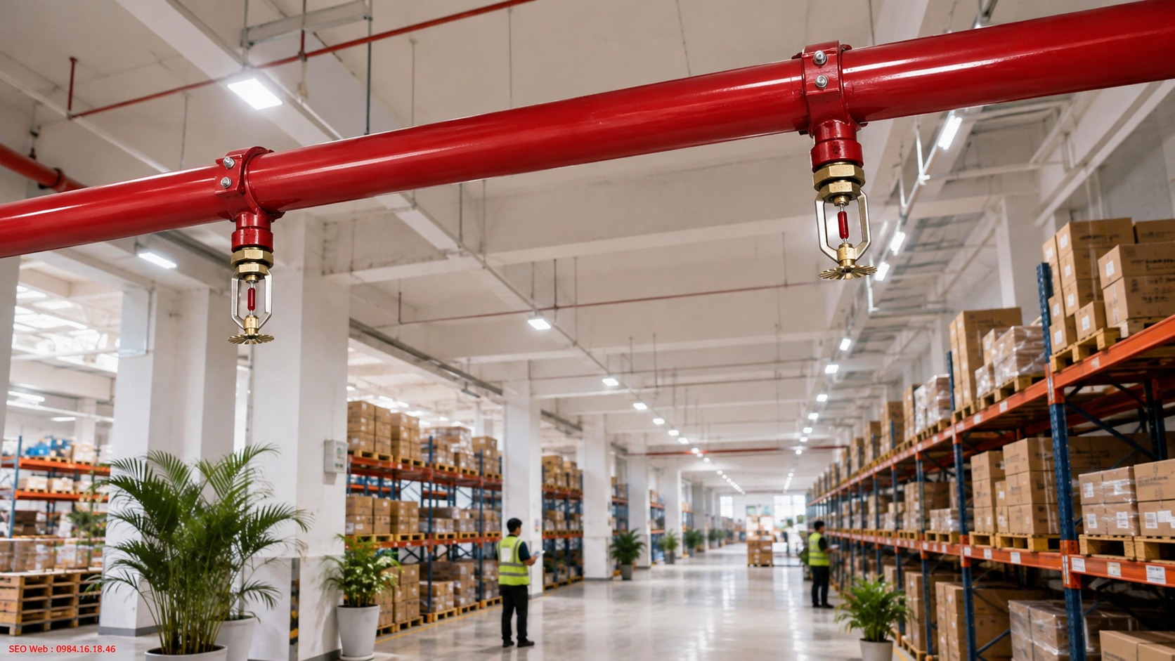 Sprinkler kho hàng giúp hạn chế cháy lan giữa các khu vực lưu trữ