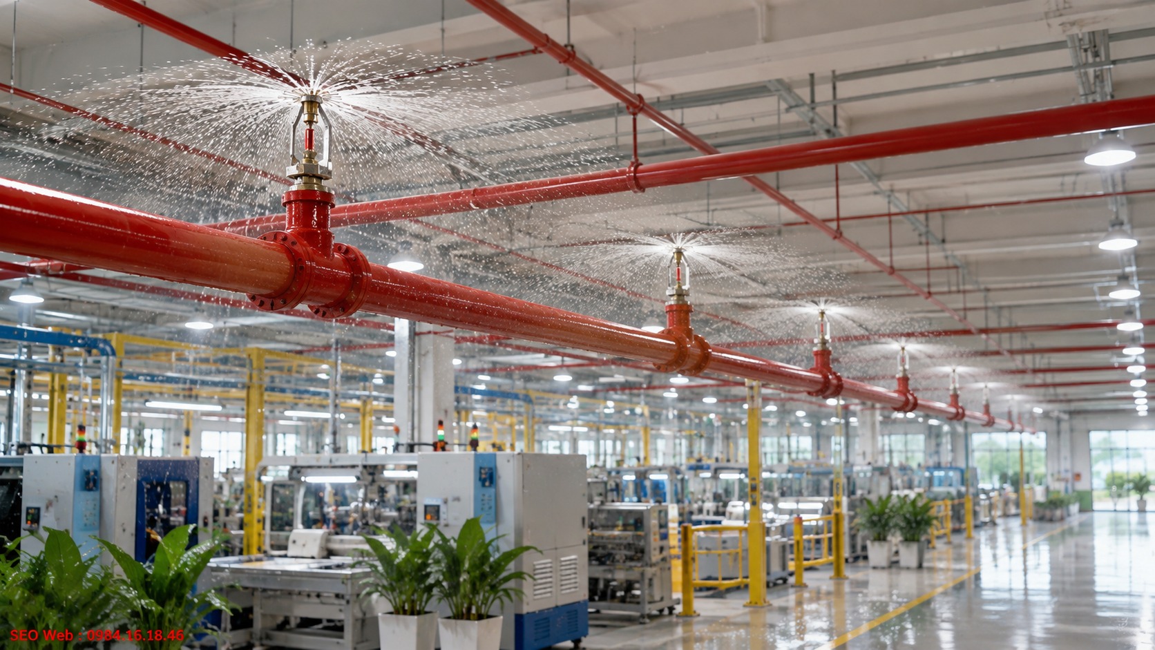Sprinkler được lắp đặt phổ biến tại nhà xưởng và công trình