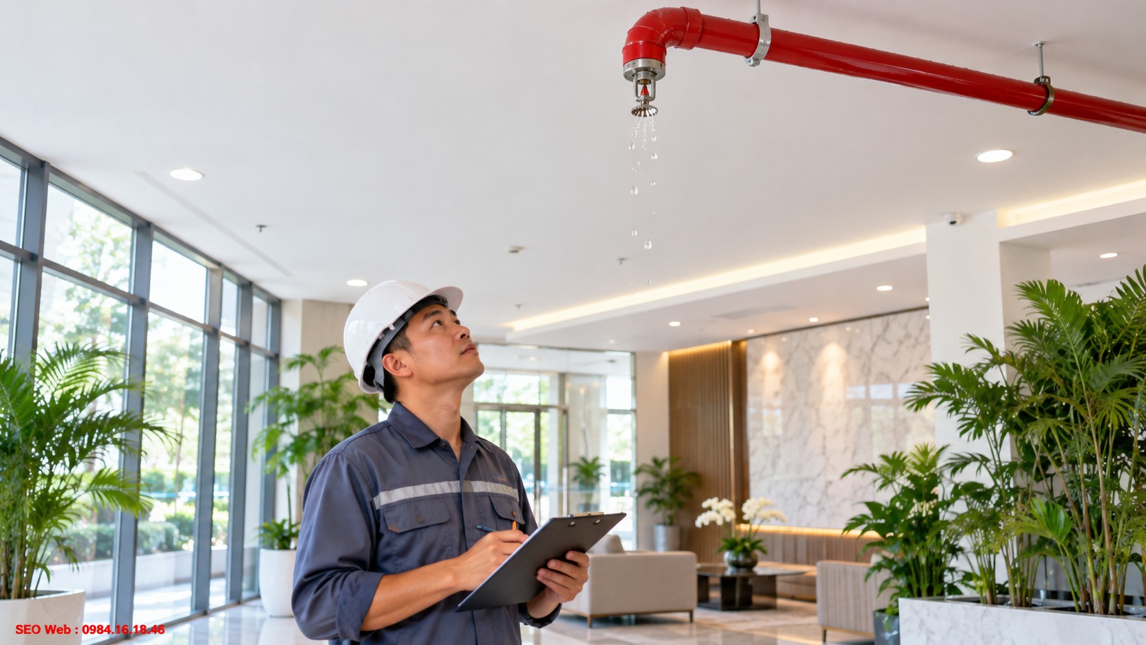 Xác định chính xác điểm phát sinh rò rỉ trên đầu phun Vị trí thường phát sinh rò rỉ nước quanh đầu phun Sprinkler hướng xuống