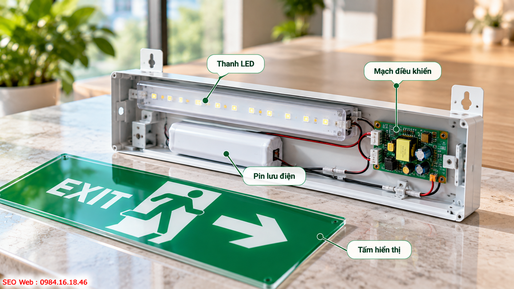 Bộ LED phân bố ánh sáng đều trên toàn bộ bảng chỉ dẫn