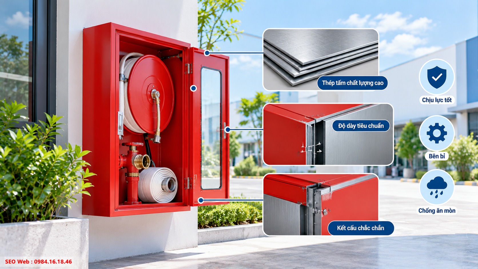 Chất liệu thân tủ chữa cháy và khả năng chịu lực khi sử dụng