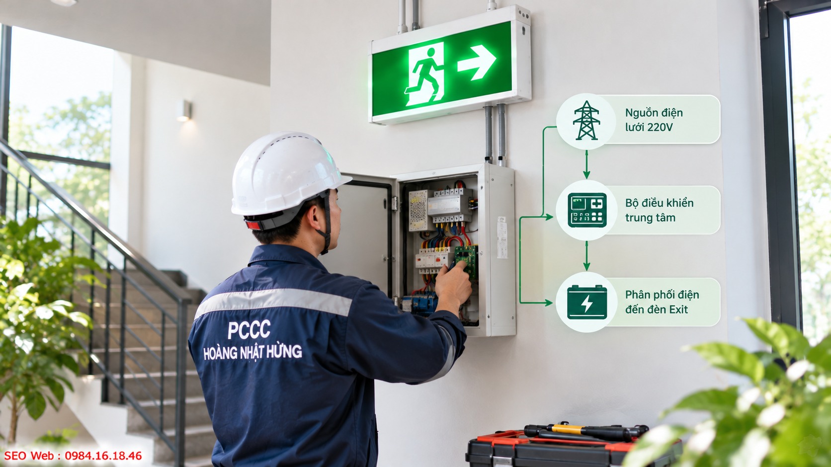 Hệ thống quản lý nguồn giúp đèn Exit vận hành ổn định Mạch điều khiển phân phối điện phù hợp cho LED và pin sạc