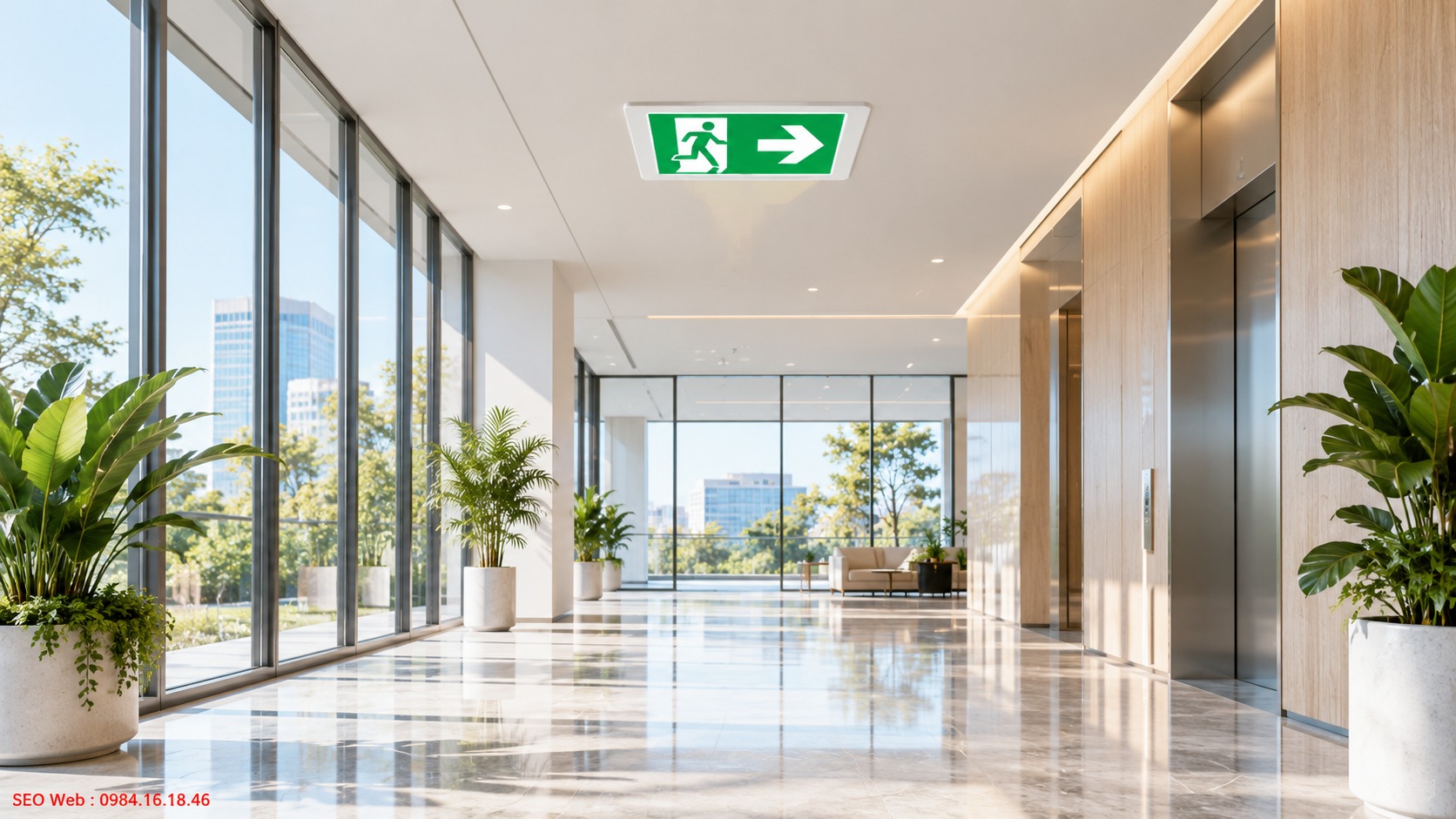 Đèn Exit âm trần phù hợp công trình hiện đại chú trọng thẩm mỹ