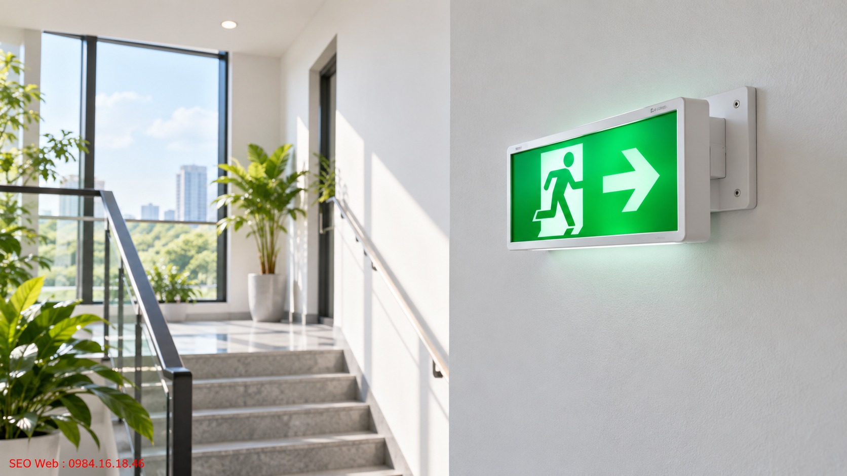 Đèn Exit gắn tường tiết kiệm không gian và dễ quan sát