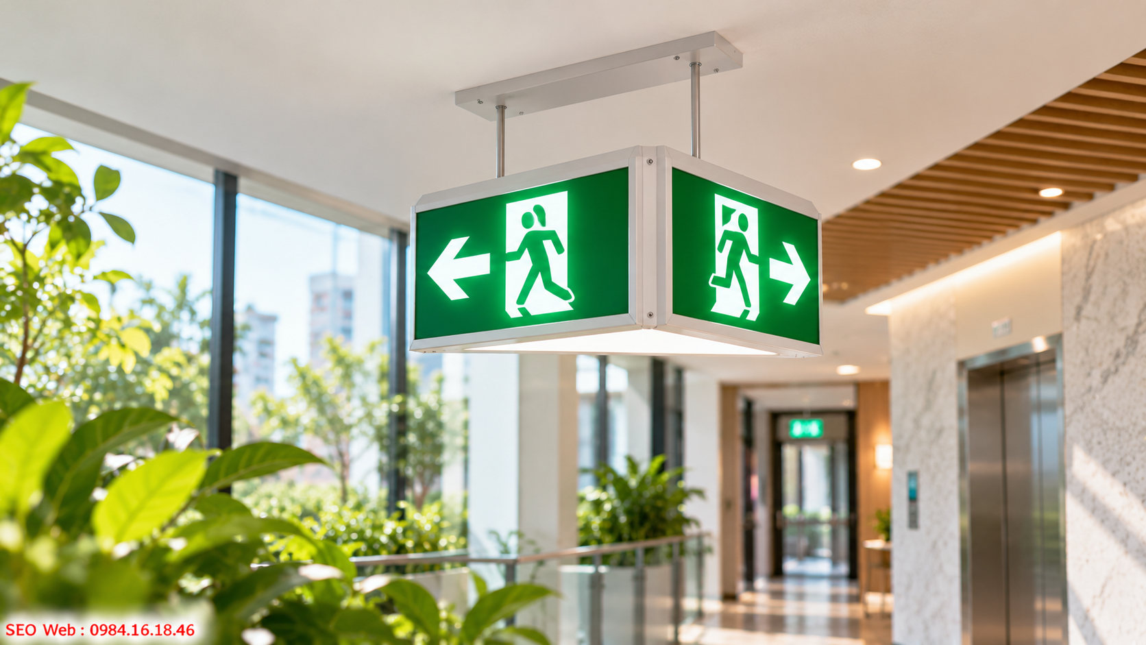 Đèn Exit hai mặt hỗ trợ quan sát từ hai hướng di chuyển
