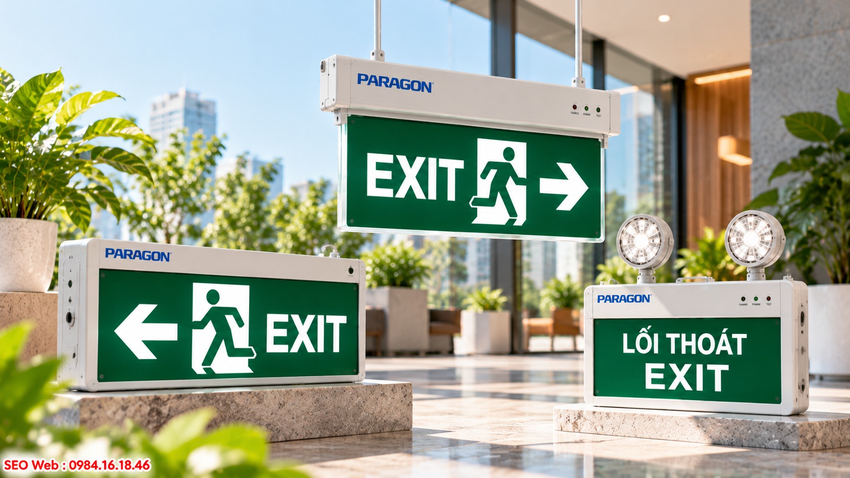 Paragon cung cấp nhiều mẫu đèn Exit phù hợp từng khu vực lắp đặt