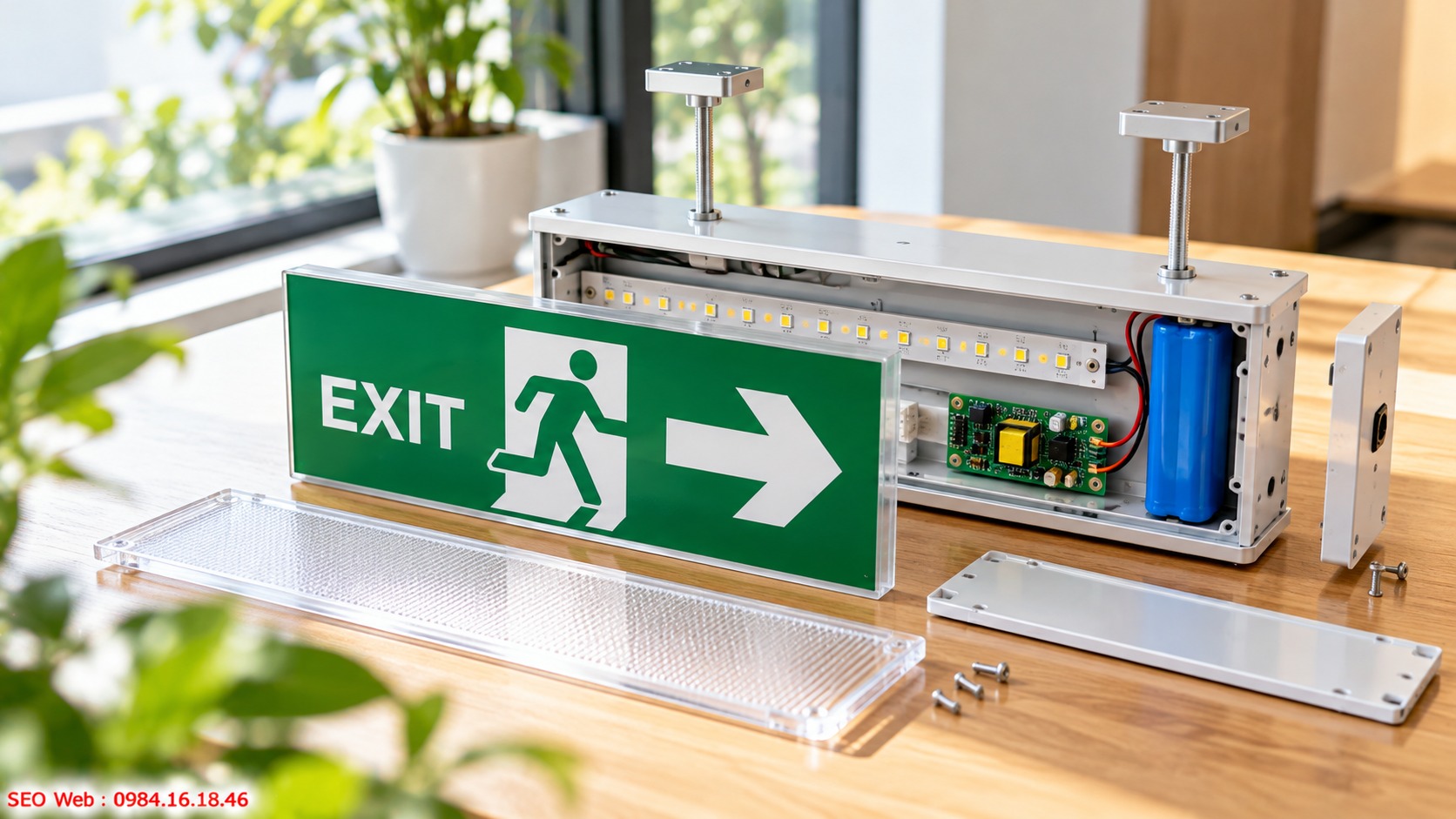 Các thành phần phối hợp giúp đèn Exit duy trì khả năng chỉ dẫn ổn định