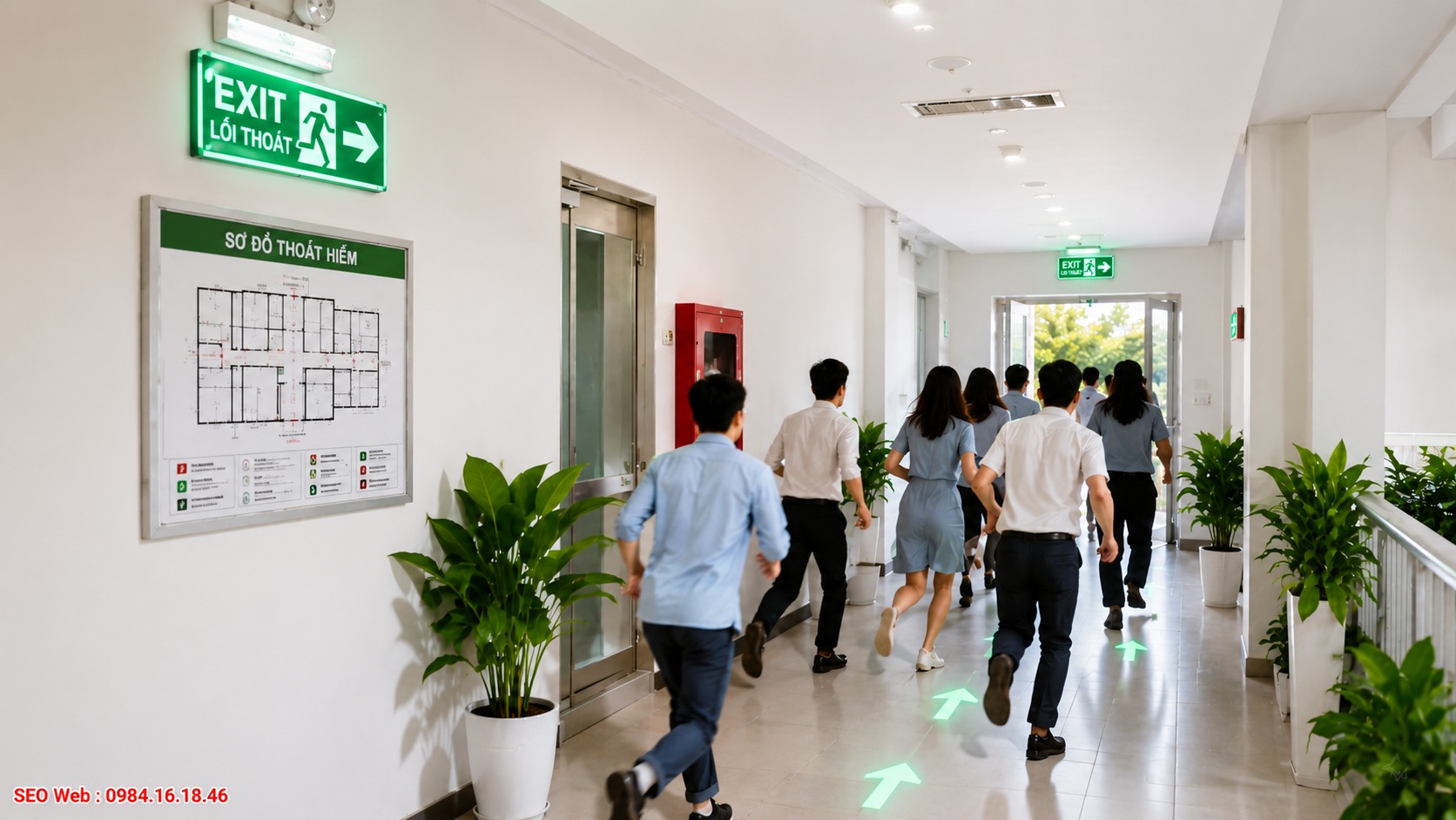 Vai trò định hướng của đèn Exit trong tình huống cháy khẩn cấp Chỉ dẫn phát sáng giúp giảm nhầm lẫn trong quá trình sơ tán