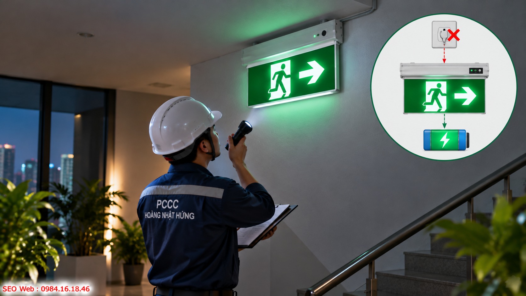 Cách đèn Exit duy trì chỉ dẫn khi nguồn điện bị mất Mạch điều khiển kích hoạt nguồn pin ngay khi điện lưới gián đoạn