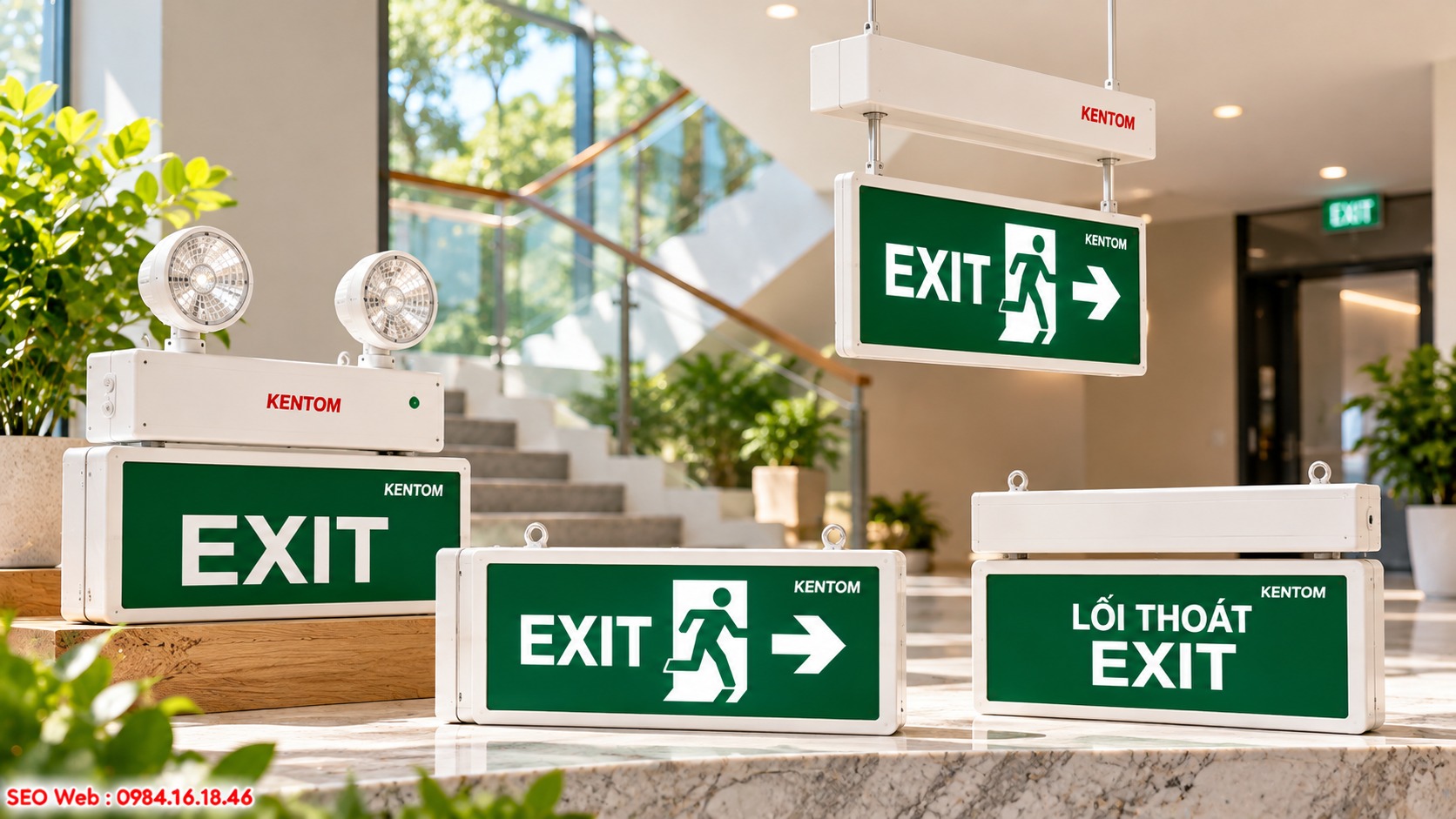 Kentom có nhiều kiểu đèn chỉ dẫn phù hợp từng vị trí lắp đặt